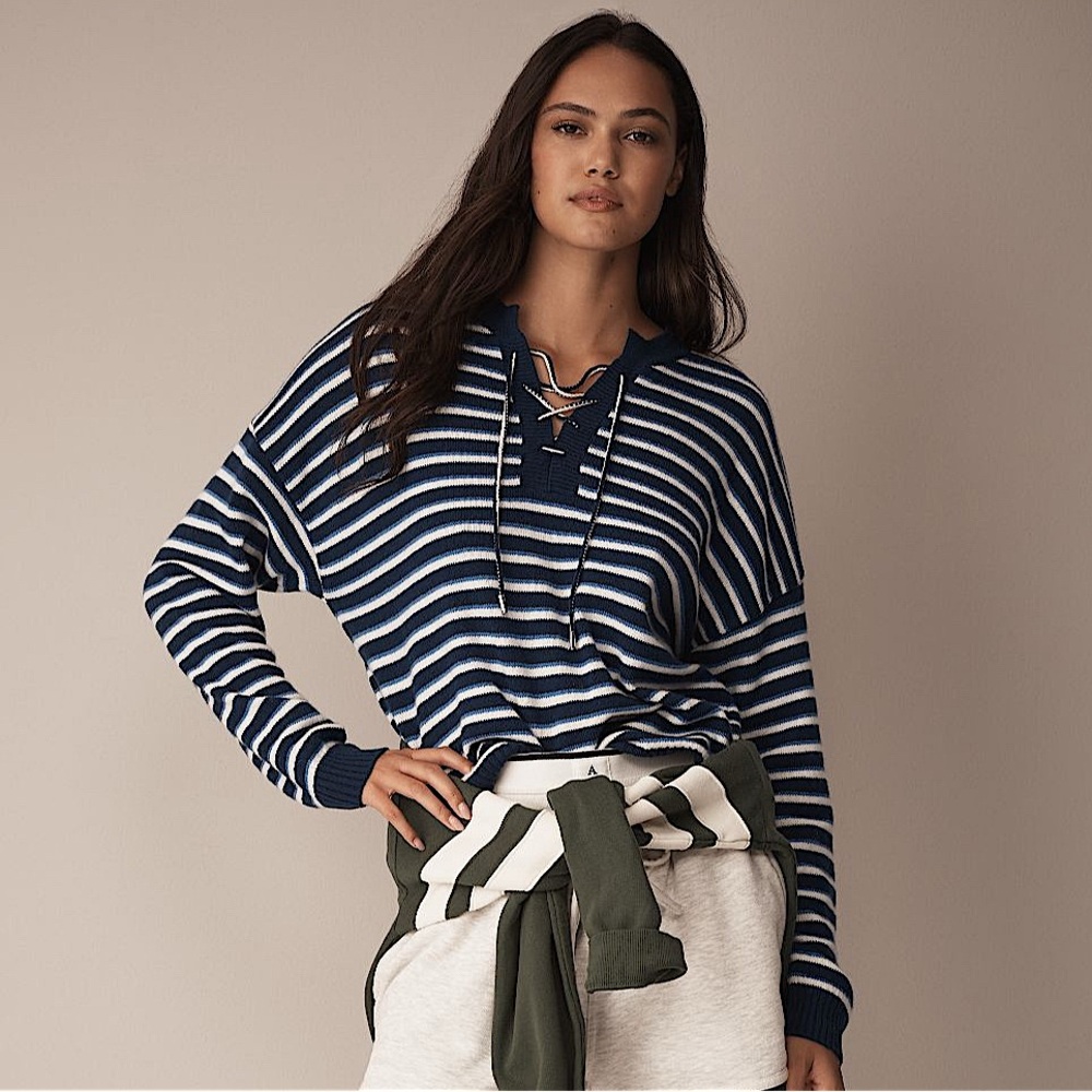 Anthropologie Sundry Lace-Up Sweater
